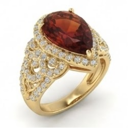 Yellow Gold 14K Madeira Citrine & Natural Earth Mined Diamond Fancy Ring 19 Carats