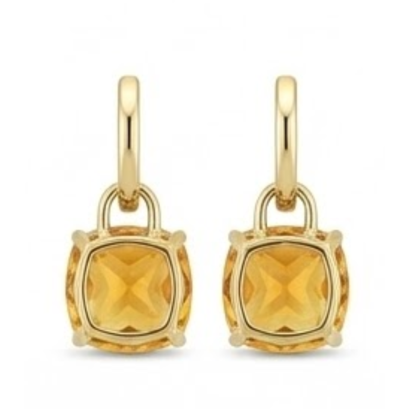 Yellow Gold 40.70 Ct Madeira Citrine And Natural Earth Mined Diamonds Lady Dangle Earrings