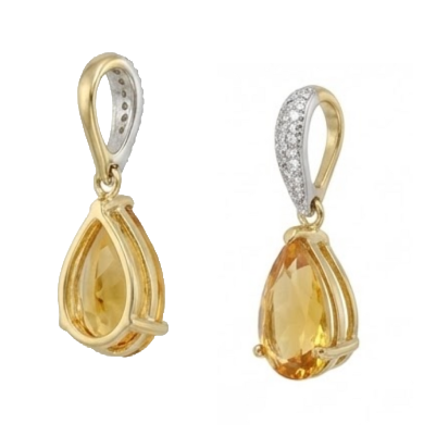 Yellow Gold 42.50 Ct Madeira Citrine And Natural Earth Mined Diamonds Lady Dangle Earrings