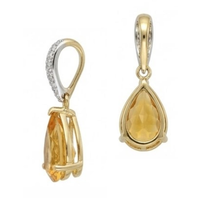 Yellow Gold 42.50 Ct Madeira Citrine And Natural Earth Mined Diamonds Lady Dangle Earrings
