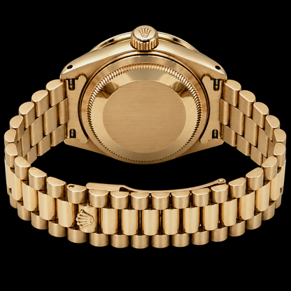 Yellow Gold Presidential Rolex 31 mm Burgundy Mother Of Pearl Diamond Dial Watch