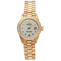 Yg Rolex Datejust President Style Watch Diamond Bezel  Arabic Dial