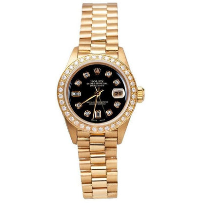 Rolex Date Just Watch Bezel Diamond Dial Black
