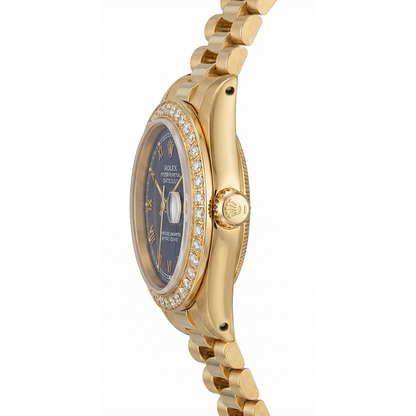 Yg Presidential Style Rolex Women Watch Date Just Blue Roman Dial
