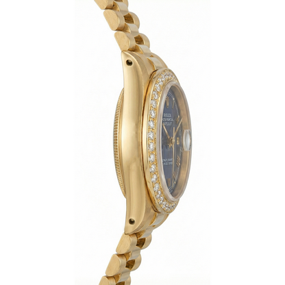 Yg Presidential Style Rolex Women Watch Date Just Blue Roman Dial