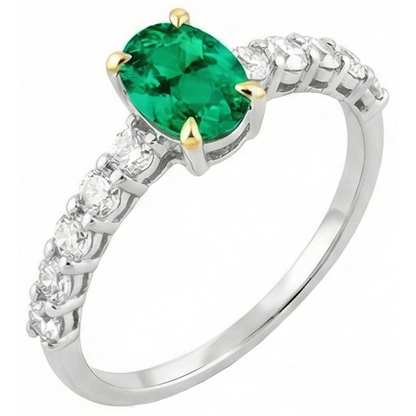 Natural Real ( Not Lab Grown ) Zambian Gemstone Ring Oval Cut Green Emerald GIA Dainty