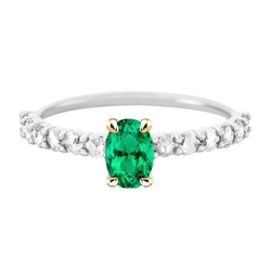 Natural Real ( Not Lab Grown ) Zambian Gemstone Ring Oval Cut Green Emerald GIA Dainty