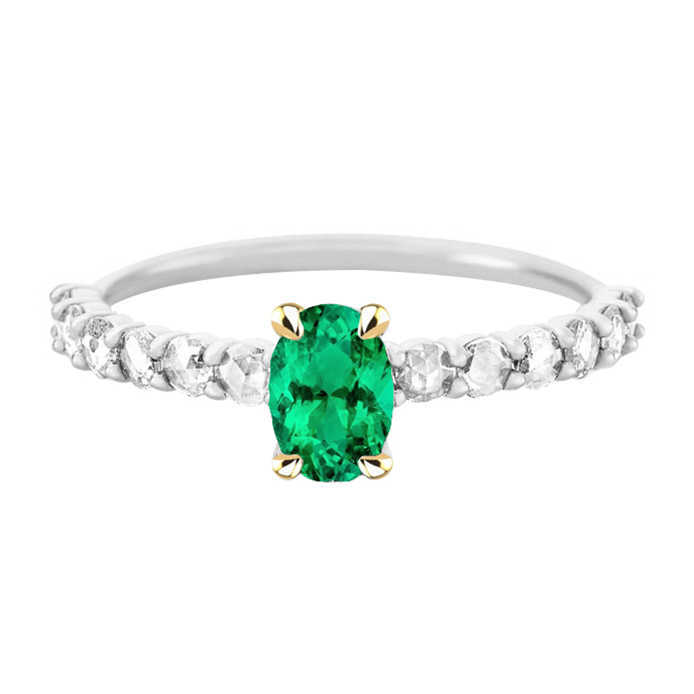 Zambian Gemstone Ring Oval Cut Green Emerald Dainty