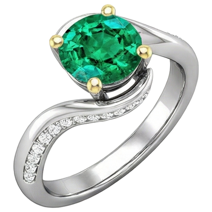 Natural Real ( Not Lab Grown ) Zambian Green Emerald GIA Ring Anniversary Gift