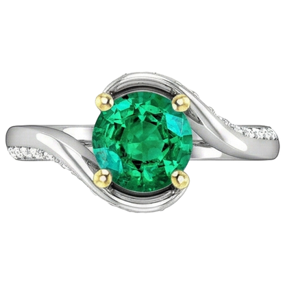 Natural Real ( Not Lab Grown ) Zambian Green Emerald GIA Ring Anniversary Gift
