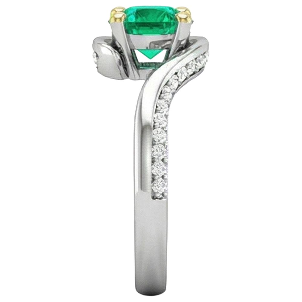 Natural Real ( Not Lab Grown ) Zambian Green Emerald GIA Ring Anniversary Gift