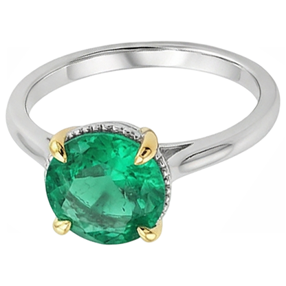 Natural Real ( Not Lab Grown ) Zambian Green Emerald GIA Ring Halo Round Diamonds