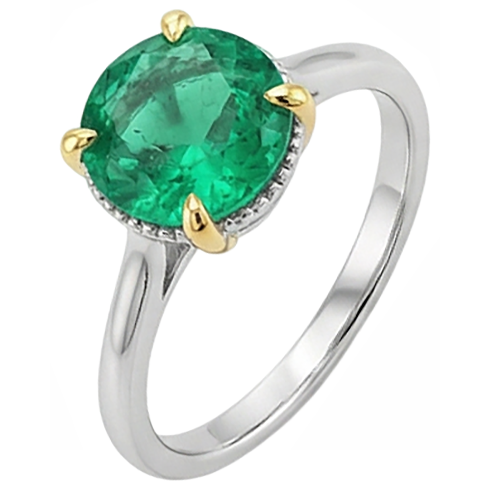 Natural Real ( Not Lab Grown ) Zambian Green Emerald GIA Ring Halo Round Diamonds