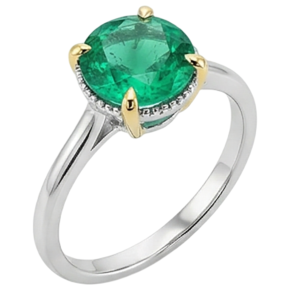 Natural Real ( Not Lab Grown ) Zambian Green Emerald GIA Ring Halo Round Diamonds