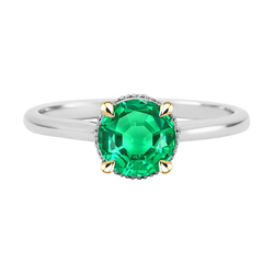 Zambian Green Emerald Ring Halo Round Diamonds