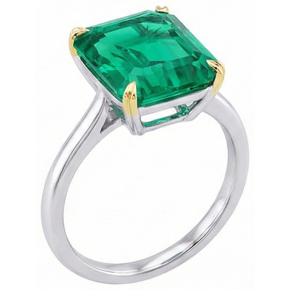 Natural Real ( Not Lab Grown ) Zambian Green Emerald GIA Ring