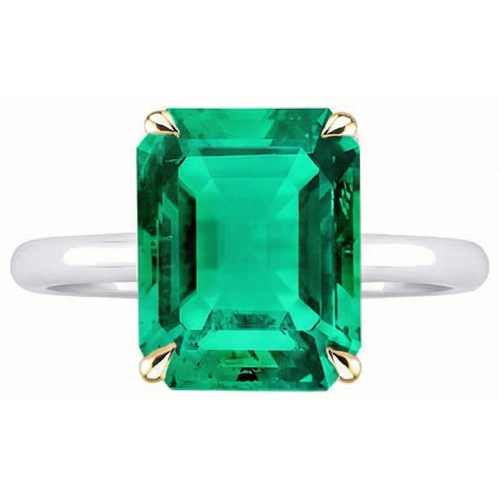 Natural Real ( Not Lab Grown ) Zambian Green Emerald GIA Ring