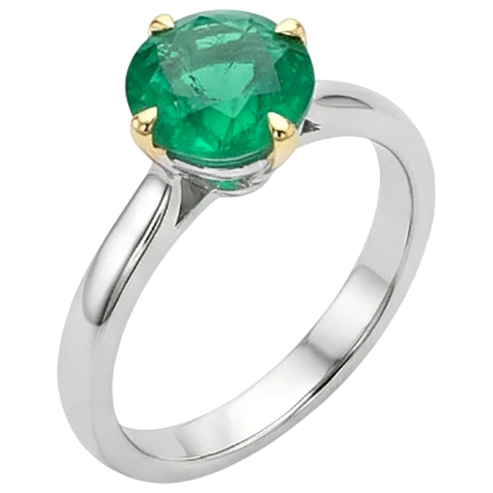 Natural Real ( Not Lab Grown ) Zambian Green Emerald GIA Solitaire Ring