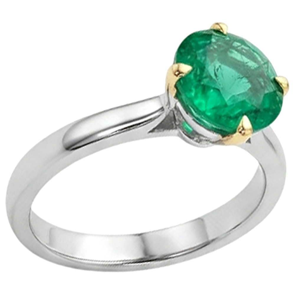 Natural Real ( Not Lab Grown ) Zambian Green Emerald GIA Solitaire Ring