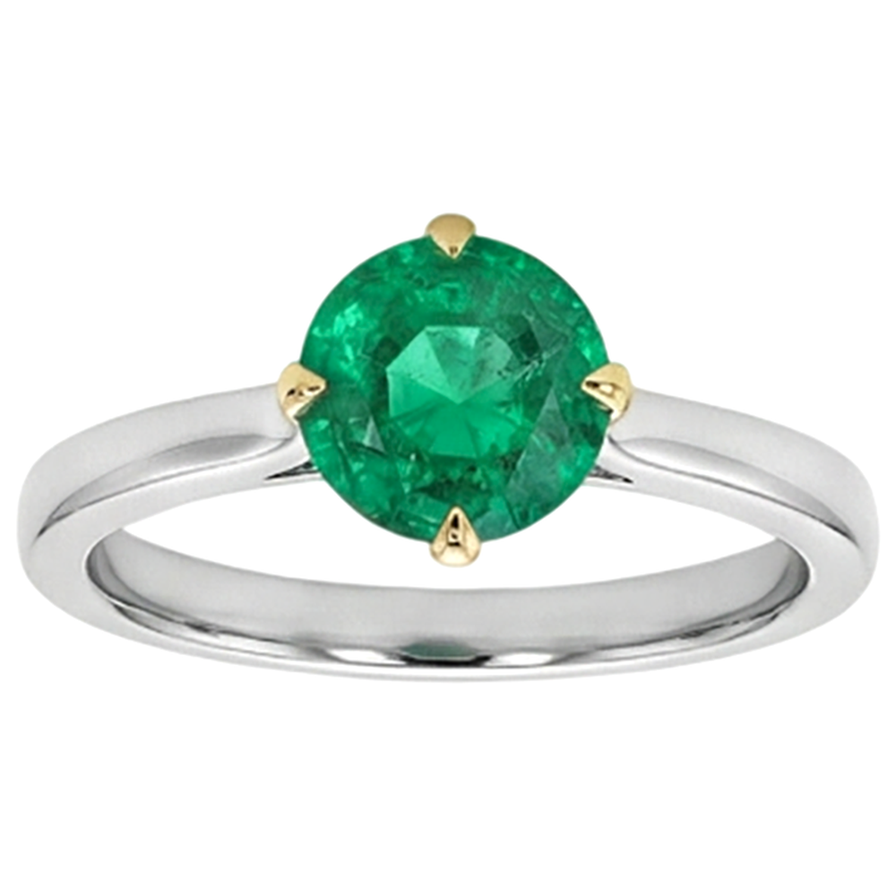 Natural Real ( Not Lab Grown ) Zambian Green Emerald GIA Solitaire Ring