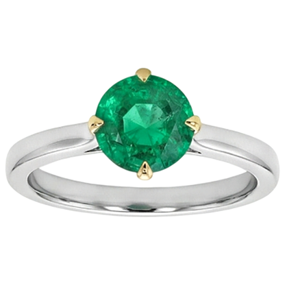Natural Real ( Not Lab Grown ) Zambian Green Emerald GIA Solitaire Ring