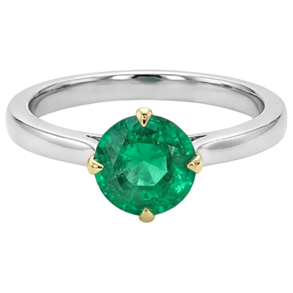 Natural Real ( Not Lab Grown ) Zambian Green Emerald GIA Solitaire Ring