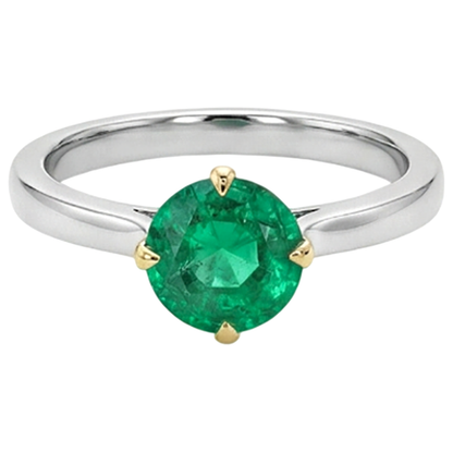 Natural Real ( Not Lab Grown ) Zambian Green Emerald GIA Solitaire Ring