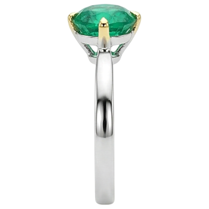 Natural Real ( Not Lab Grown ) Zambian Green Emerald GIA Solitaire Ring