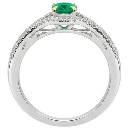 natural round emerald 1ct ring on white background