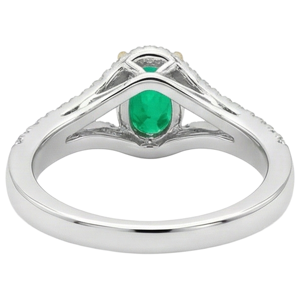natural round emerald 1ct ring with diamond accents