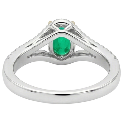 natural round emerald 1ct ring with diamond accents