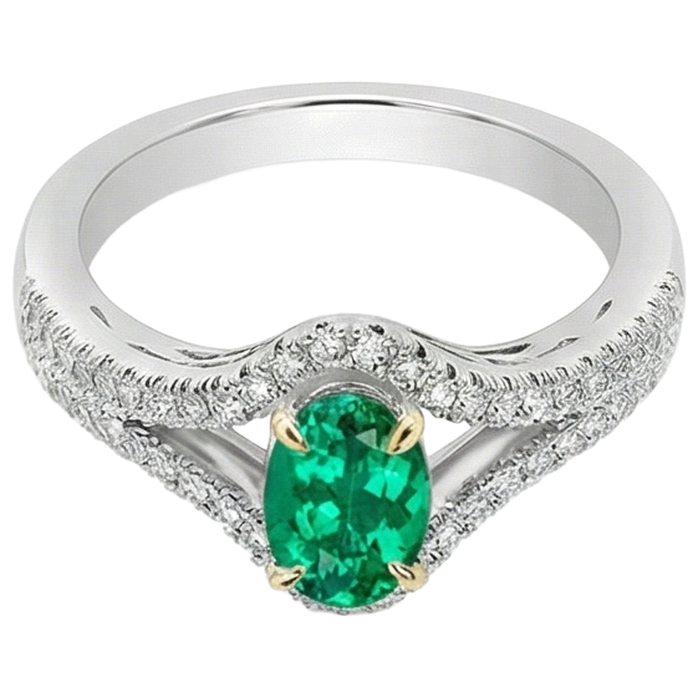 natural round emerald 1ct ring side angle