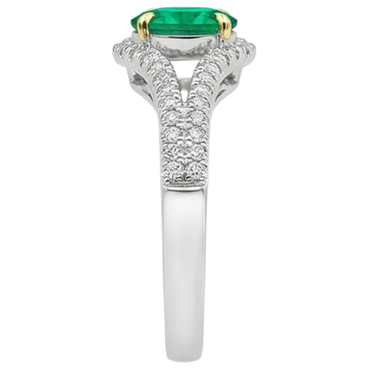 natural round emerald 1ct ring profile view