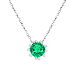 Natural Real ( Not Lab Grown ) Zambian Green Emerald GIA Necklace Bezel Set Diamonds Pendant