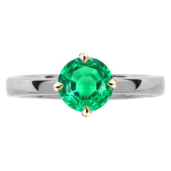 Natural Real ( Not Lab Grown ) Zambian Green Emerald GIA Solitaire Ring