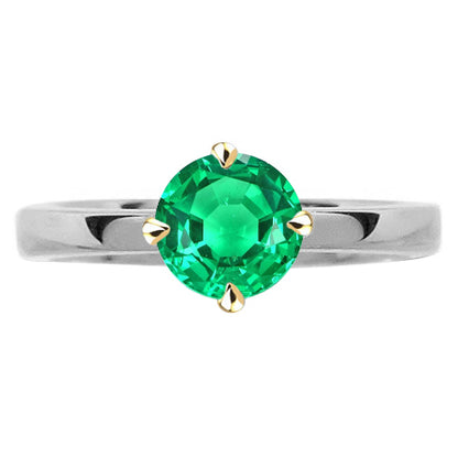 Zambian Green Emerald Solitaire Ring