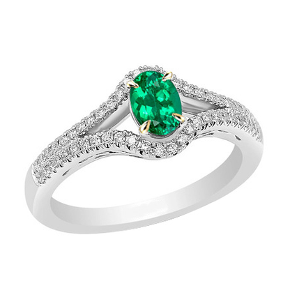 natural round emerald 1ct ring front view