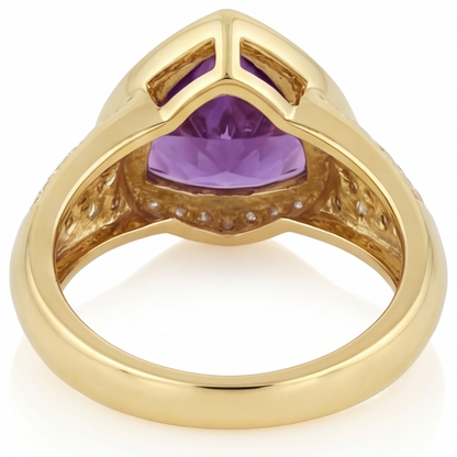 Colored Stone Ring 14K Yellow Gold with Amethyst – angle view