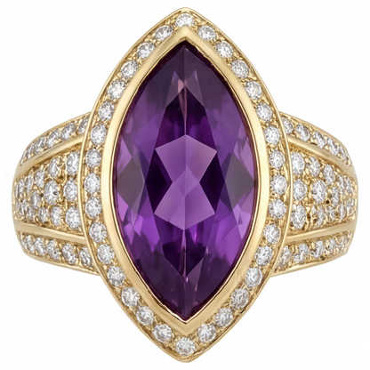 Earth-Mined Amethyst Precious Stone Ring – main view
