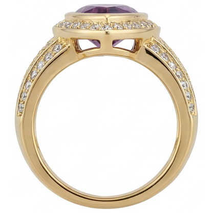 Amethyst Precious Stone Ring 9.50-ct 14K Yellow Gold – profile view