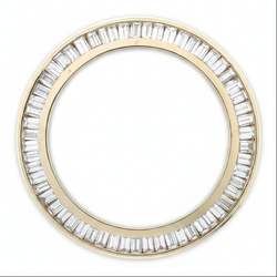 Baguette Diamond Watch Bezel 1.5 Carat 28 mm To Fit Rolex Datejust Genuine Natural 14K Yellow Gold Channel