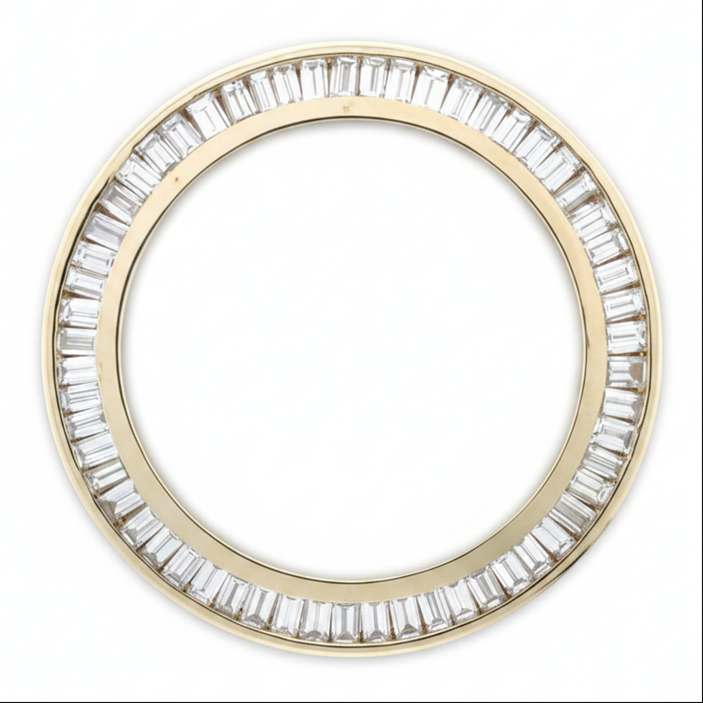 Baguette Diamond Watch Bezel 1.5 Carat 28 mm To Fit Rolex Datejust Genuine Natural 14K Yellow Gold Channel