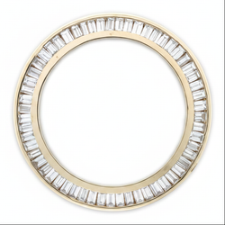 Baguette Diamond Watch Bezel 2.5 Carat 28 mm To Fit Rolex Datejust Genuine Natural 14K Yellow Gold Channel