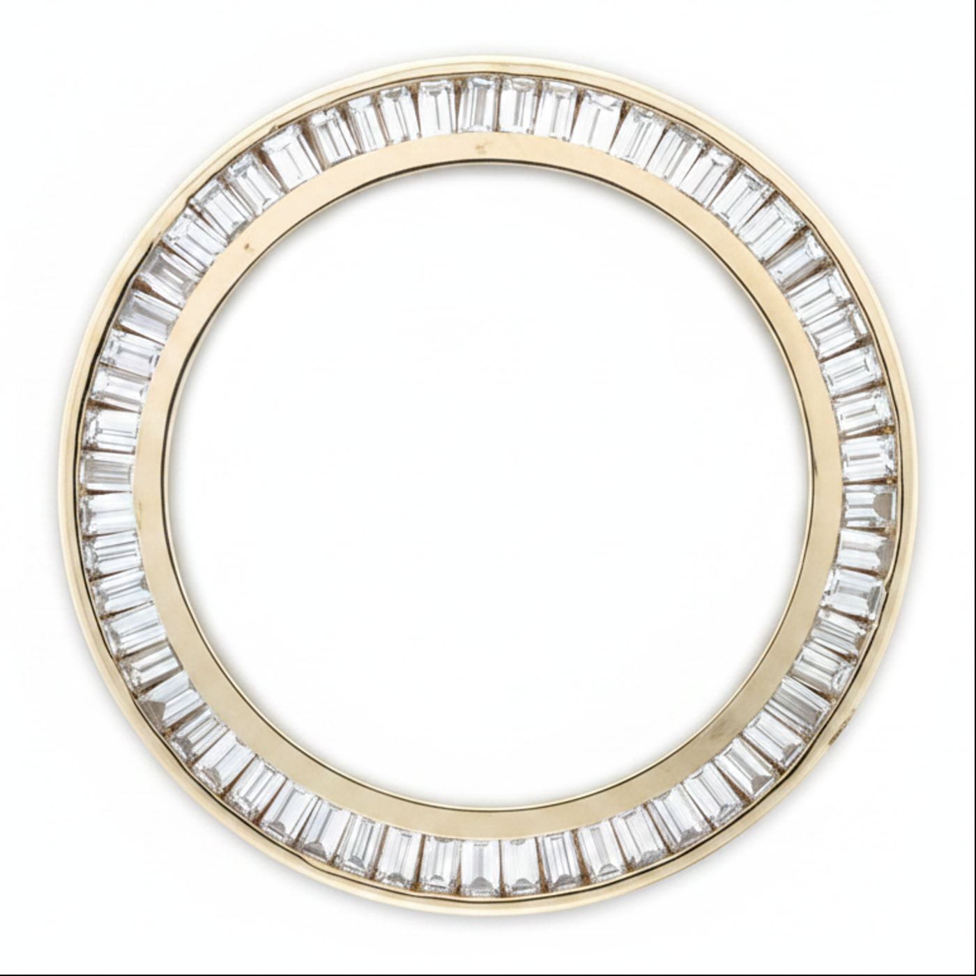 Baguette Diamond Watch Bezel 2.5 Carat 28 mm To Fit Rolex Datejust Genuine Natural 14K Yellow Gold Channel