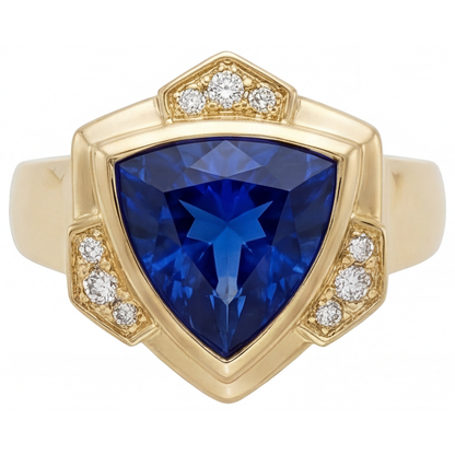 Earth-Mined Blue Sapphire Fine Jewelry 5.5 ct 14 Karat Yellow Gold – main view
