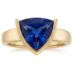 14 Karat Yellow Gold Blue Sapphire Gemstone Ring – 3-ct Trillion