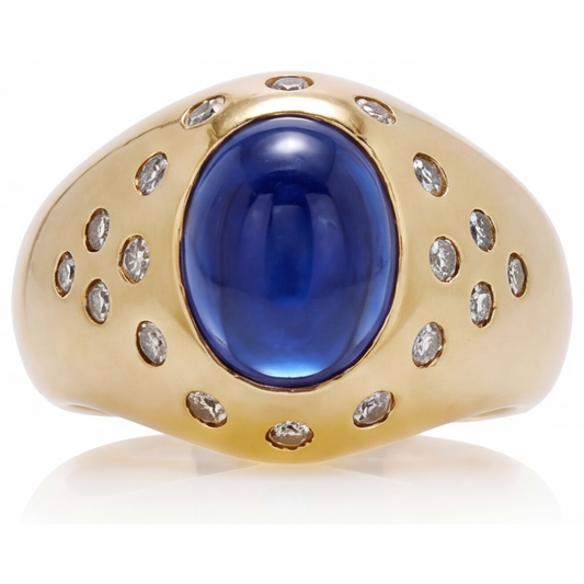 Blue Sapphire Gemstone Ring 5-ct 14K Yellow Gold – main view