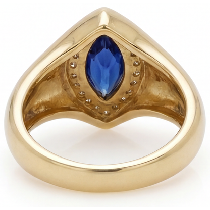Natural Blue Sapphire Precious Stone Ring – top view