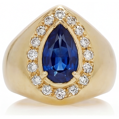 Blue Sapphire Precious Stone Ring 3.75-ct 14 Karat Yellow Gold – main view