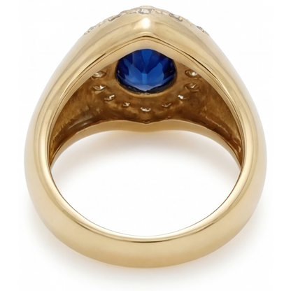 Earth-Mined Blue Sapphire Precious Stone Ring 3.75 ct 14 Karat Yellow Gold – back view
